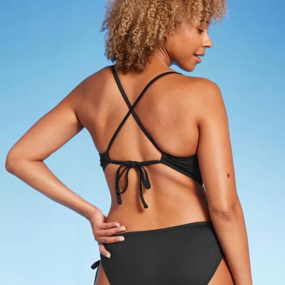 NWT Shade & Shore Women's Longline Keyhole Underwire Bikini Top - Black - Picture 5 of 5